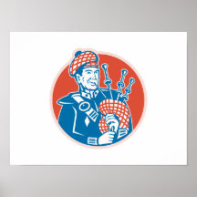Joueur de cornemuse écossais de Scotsman rétro Affiches