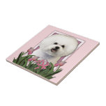 Jour de mères - tulipes roses - Bichon Frise Carreaux En Céramique