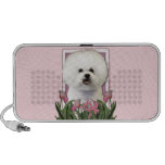 Jour de mères - tulipes roses - Bichon Frise Haut-parleur Portable