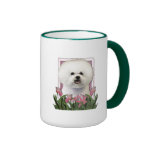 Jour de mères - tulipes roses - Bichon Frise Tasse À Café