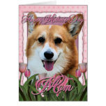Jour de mères - tulipes roses - corgi - Owen Cartes De Vœux