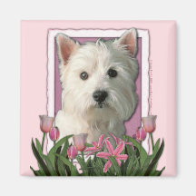 Jour de mères - tulipes roses - Terrier des montag Magnets Pour Réfrigérateur