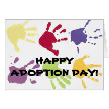 JOUR HEUREUX D'ADOPTION ! carte des mains des enfa