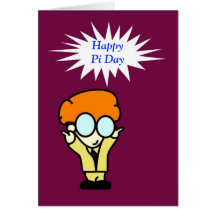 Jour heureux de pi avec les cheveux nerd de rouge  carte de vœux