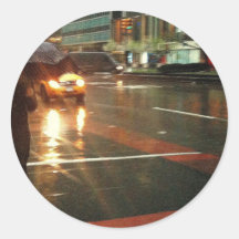 Jour pluvieux New York Adhésif Rond