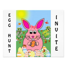 Jour rose de houblon de lapin cartons d'invitation personnalisés