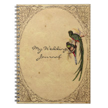 Journal élégant vintage de mariage d'oiseau de que carnets à spirale