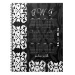 Journal nuptiale Plann de carnet de damassé noire 