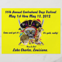 Jours Lake Charles, Louisiane de pirate. 30 couleu Prospectus Avec Motif