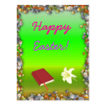 Joyeuses Pâques avec la carte postale de bible et 