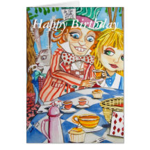 Joyeux anniversaire Alice au thé du pays des merve Cartes De Vœux