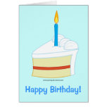 Joyeux anniversaire avec la tranche de gâteau d'an cartes de vœux