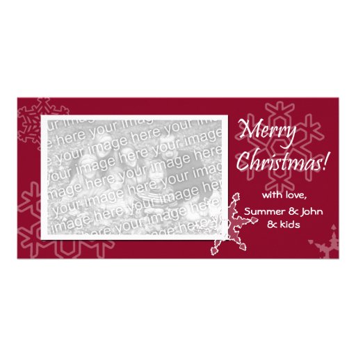 Joyeux Noël ! Carte photo rouge de flocon de neige Photocartes Personnalisées