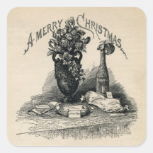 Joyeux Noël démodé Stickers Carrés
