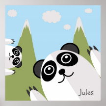 Joyful pandas posters