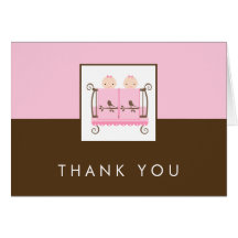 Jumeaux dans des cartes de Merci de baby shower de