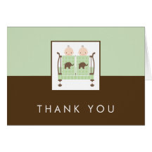 Jumeaux dans des cartes de Merci de baby shower de
