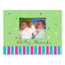 Jumelle le faire-part de naissance carte postale