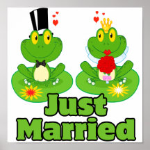 juste grenouilles mariées de froggy de jeunes mari posters