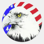 Kaal Eagle en Amerikaanse Vlag Ronde Sticker