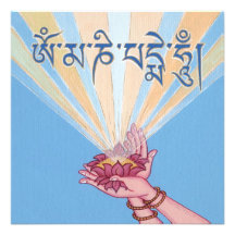 KAART Lotus met Mantra het GEZOEM van OM MANI PADM Persoonlijke Aankondiging