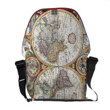 kaart van de Hemisfeer van de 17de Eeuw de Dubbele Messenger Bags