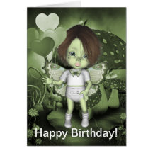 Kaart van de Verjaardag van GreenieBabies de Geluk