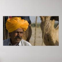 Kameel Herder in Rajasthan Plaat