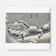 Kanbara door Ando, Hiroshige Ukiyoe Koelkast Magneetjes