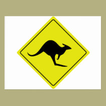 kangourou australien australie de panneau routier cartes postales