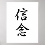 Kanji japonais pour la croyance - Shinnen Posters