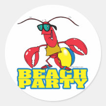 karakter van de de zeekreeftcartoon van de strandp ronde sticker