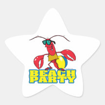 karakter van de de zeekreeftcartoon van de strandp stervormige stickers