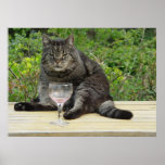 Kat "Bram" op de lijst met een wijnglas Plaat