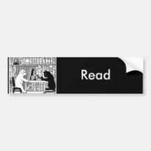 Kat en Hond in de Bibliotheek Bumperstickers
