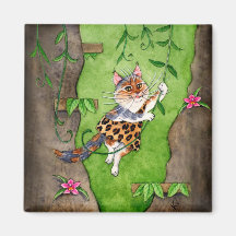 Kat Tarzan die Jane in bomen slingeren Koelkast Magneet