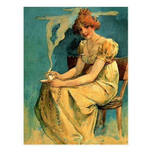 Kava par art Nouveau de ~ d'Alphonse (Alfons) Much Carte Postale