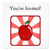 Kawaii Apple (Jongen) Gepersonaliseerde Uitnodigingen