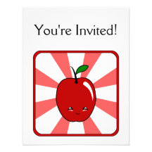 Kawaii Apple (Jongen) Gepersonaliseerde Uitnodigingen