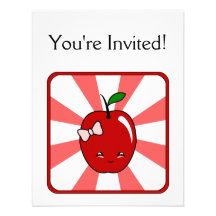 Kawaii Apple (Meisje) Persoonlijke Uitnodigingen