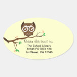Keer ook dit boek terug - Uil Bookplates Ovaalvormige Stickers
