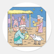 Kerstkaart de Drie Wijze Koningen Ronde Sticker