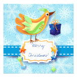 Kerstkaart met vogel persoonlijke aankondiging