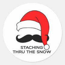 Kerstmis van de snor - Staching door de sneeuw Stickers