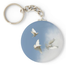 Keychain blanc volant de colombes porte-clés