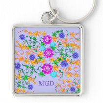 Keychain de prime de monogramme de fleurs sauvages