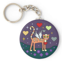 Kitty à ailes avec la coutume Keychain de coeur