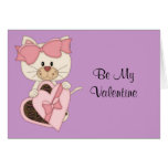 Kitty femelle de Valentine avec des chocolats Cartes