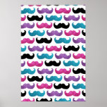 Kleurrijk bling snorpatroon (Faux schittert) Posters