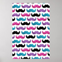 Kleurrijk bling snorpatroon (Faux schittert) Posters